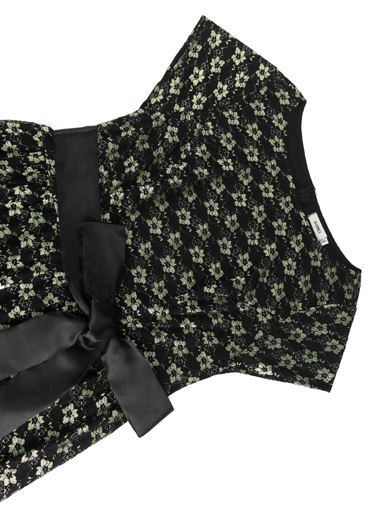 Plus Size Lace Round-Neck Short-Sleeve A-Line Elegant Chic Party Dress 6