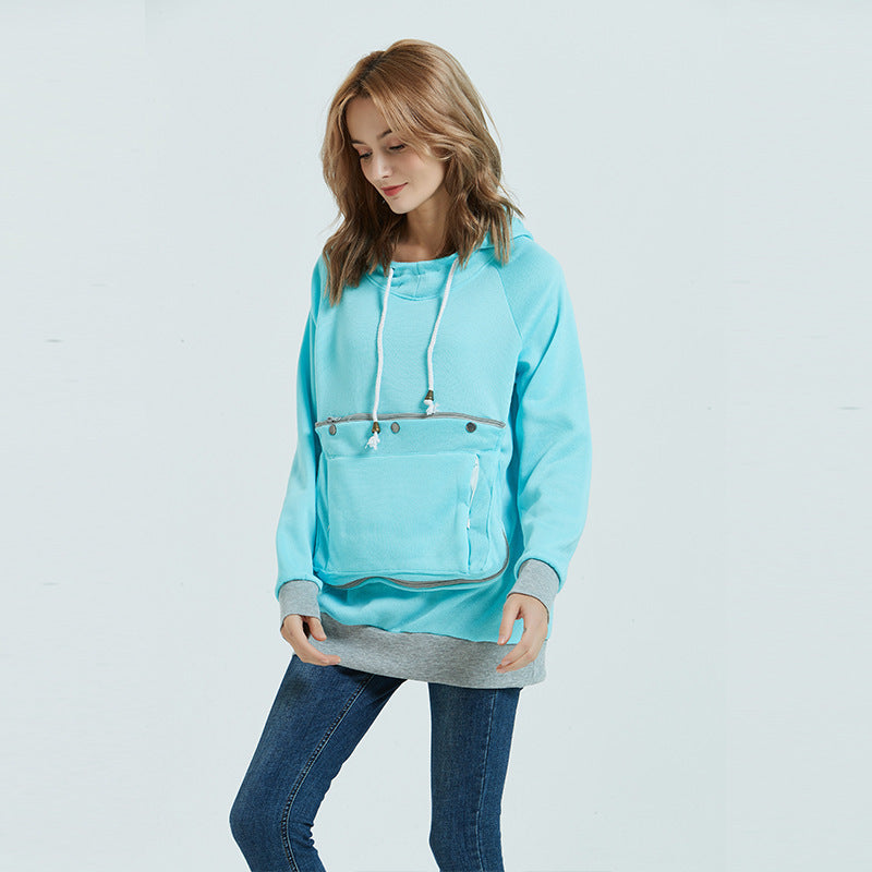 Women Pocket Pet Casual Plush Hoodies Jacket 12