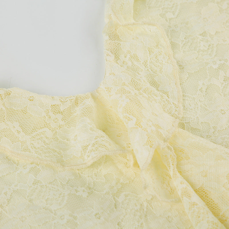 Sexy Lace Dress for Summer Holidays Slim Waist Straps Bodycon Mini Dress 17