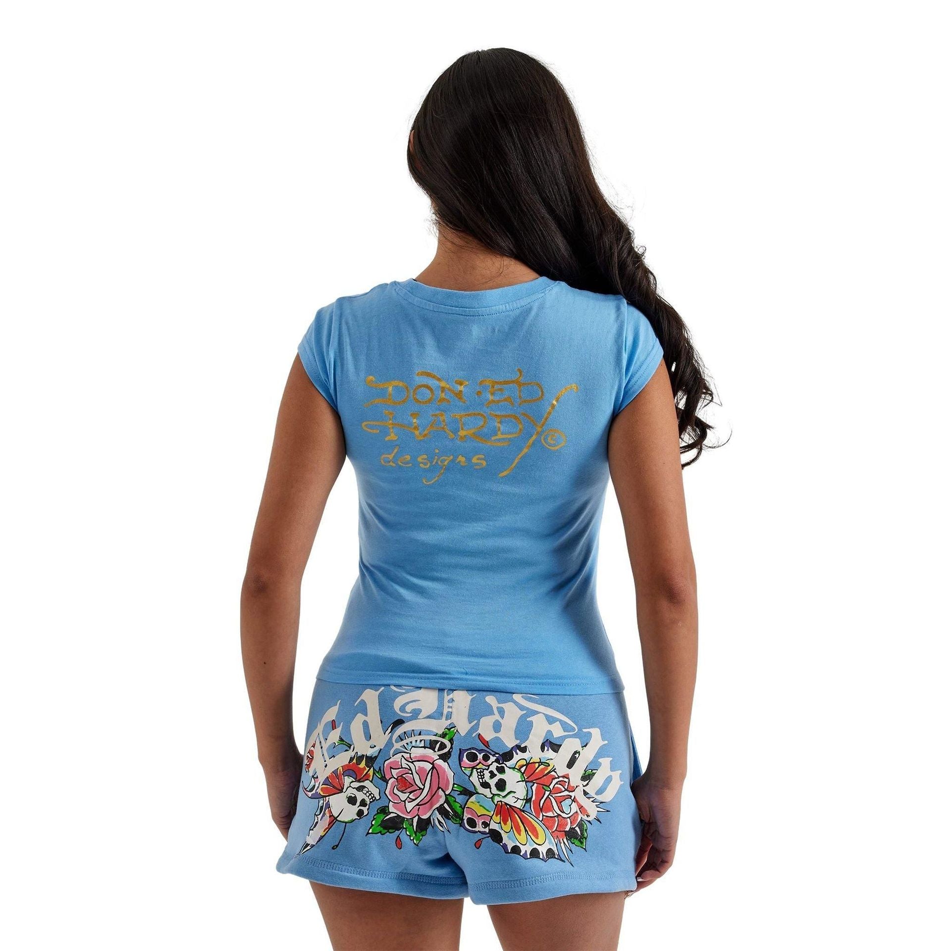 Women Print Short Sleeve Top and Shorts Two-piece Set 4