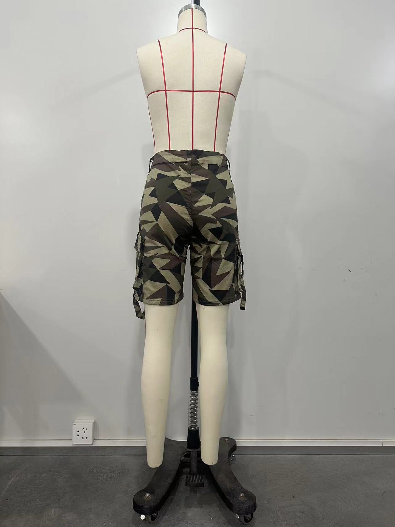 Spring Summer Women's Pocket Camouflage Cargo 5-Point Pants 7