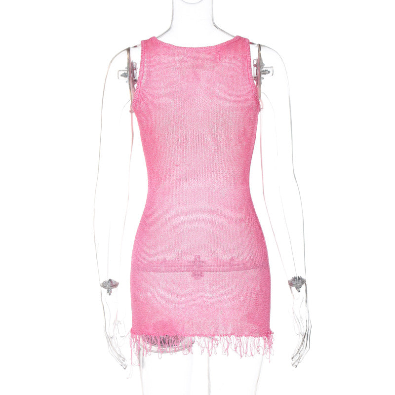 Women's Summer Fashion Sexy Round Neck Sleeveless Dress 8