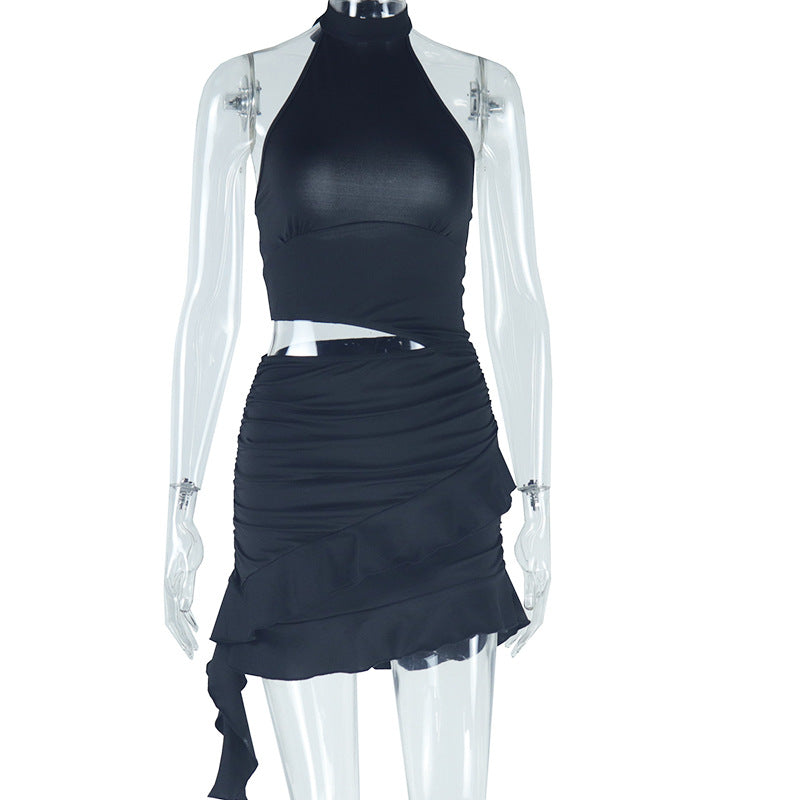 Women Solid sleeveless high collar Casual Bodycon dress 14