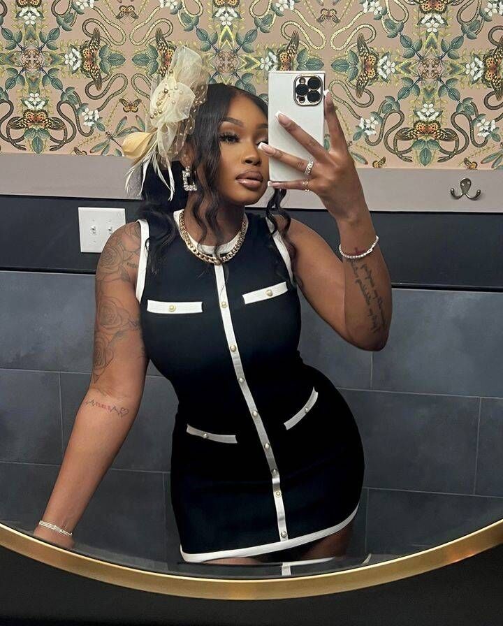 Elegant Sexy Dress Knitting Skirt Pearl Button Sleeveless Sexy Dress 3