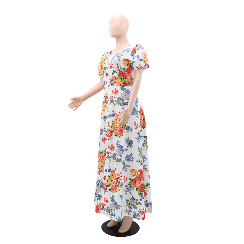 Women Printed Holidays Casual Short Sleeve Dress 6