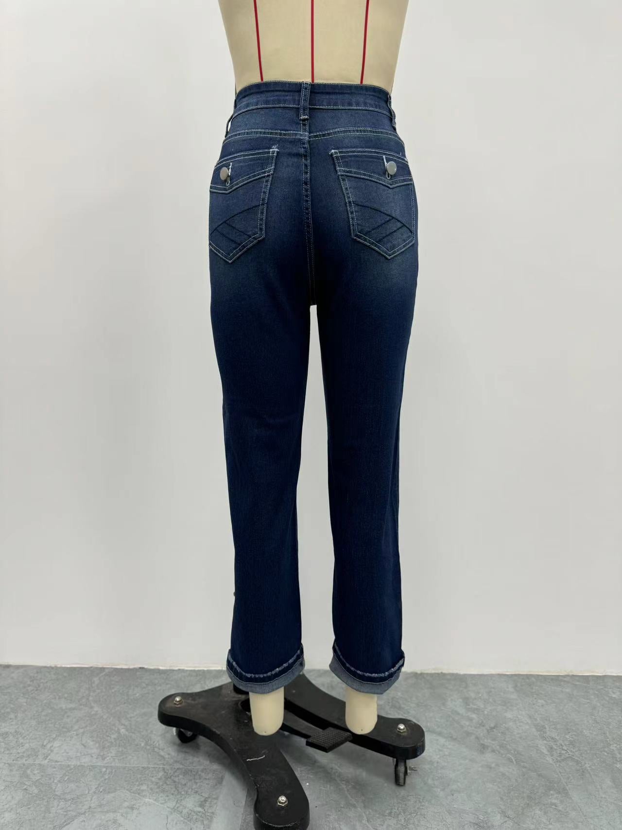 Women's Jeans Embroidered Slim Denim Trousers 10