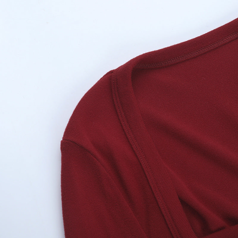 Women Square Neck Long-Sleeved Sexy Bodycon Dress 10