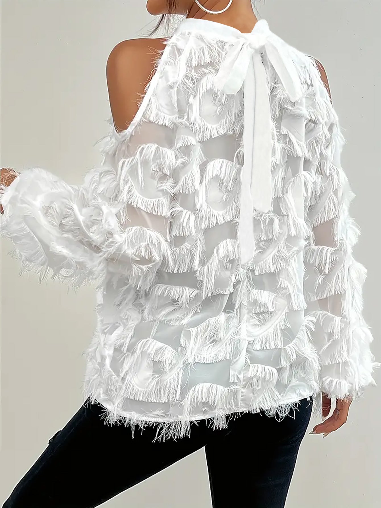 Women off-shoulder long-sleeved elegant Top 3