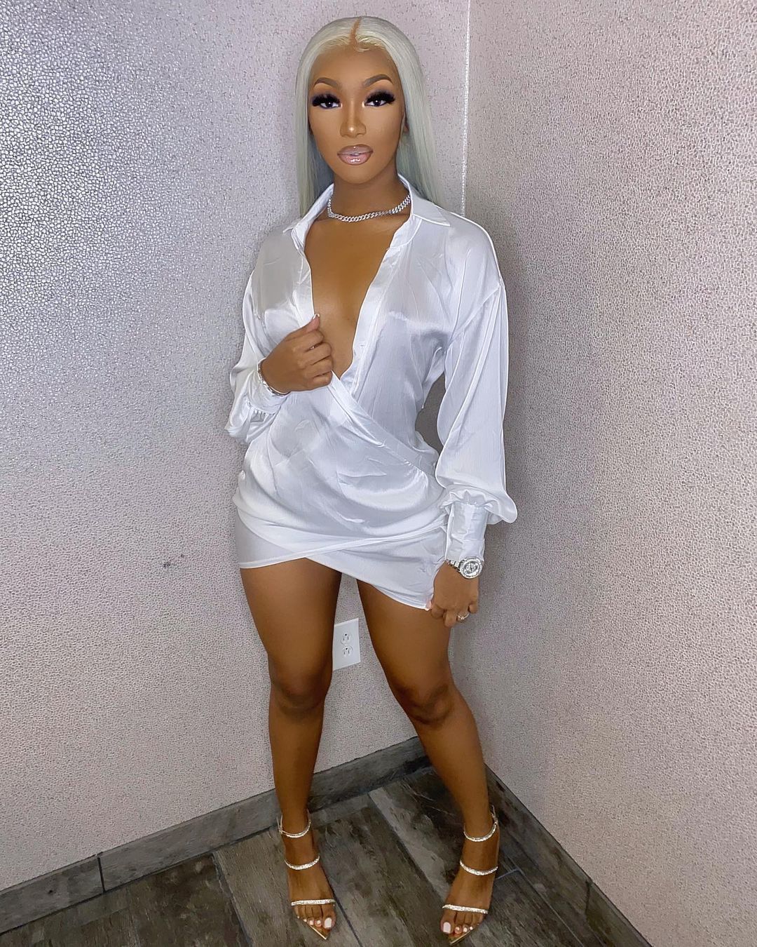 Women's Clothes Sexy Nightclub Deep V Low Cut Dress 3