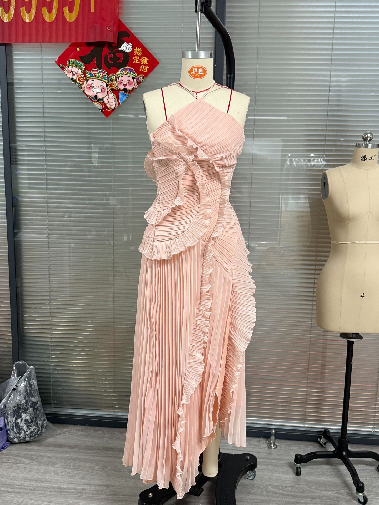 Women's Ruffled Pleated Luxury Chiffon Dress 4