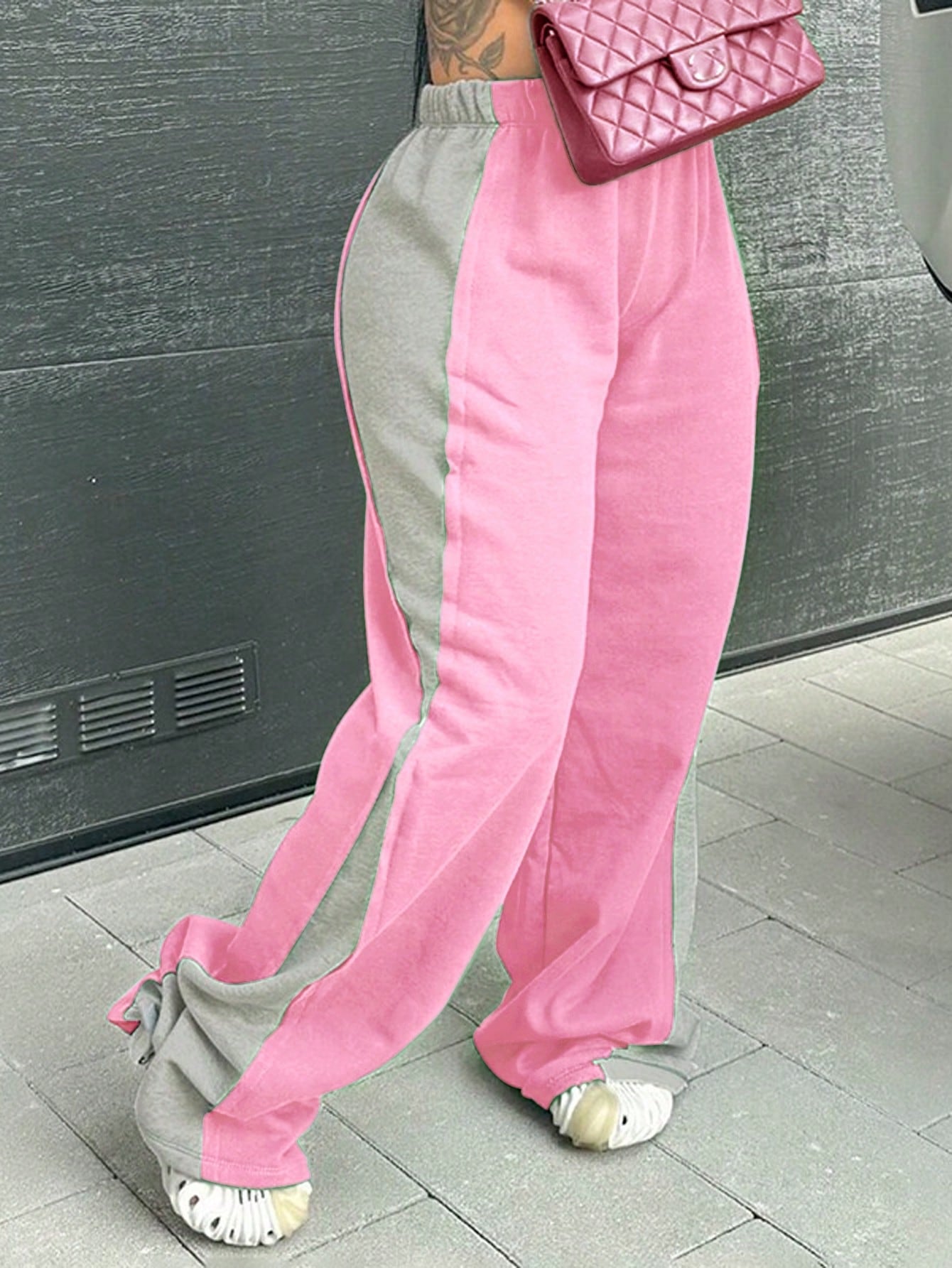 Women color-blocked straight wide-leg sweatpants 7