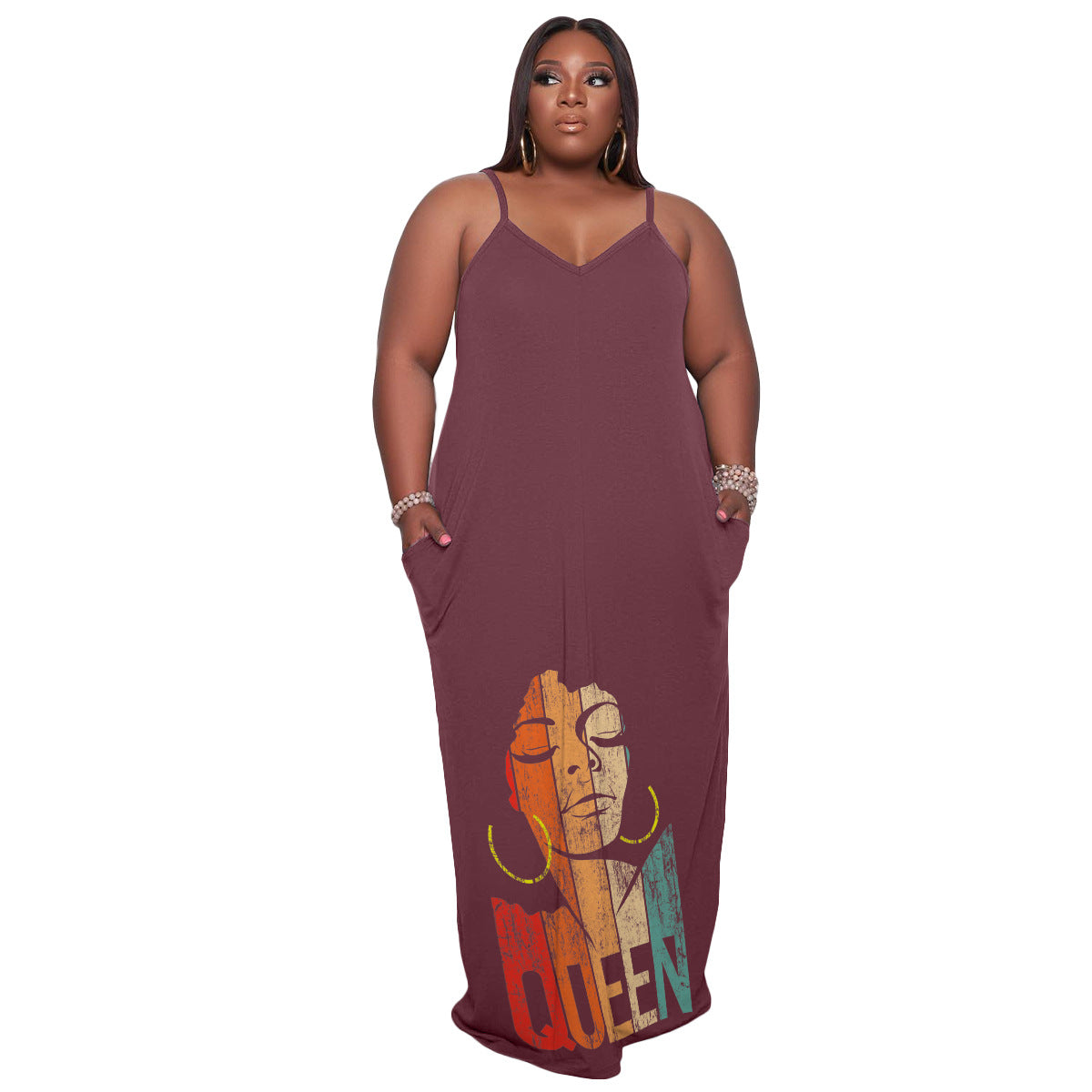 Plus Size Women Printed Slip Dress 16