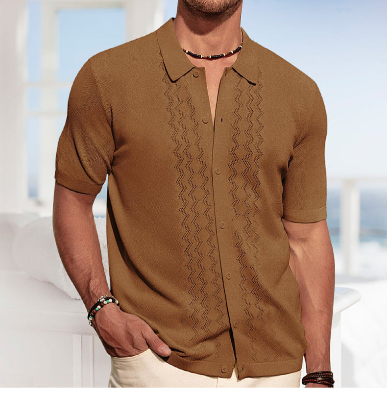 Men's Summer Short Sleeve Knitting Polo Top 3