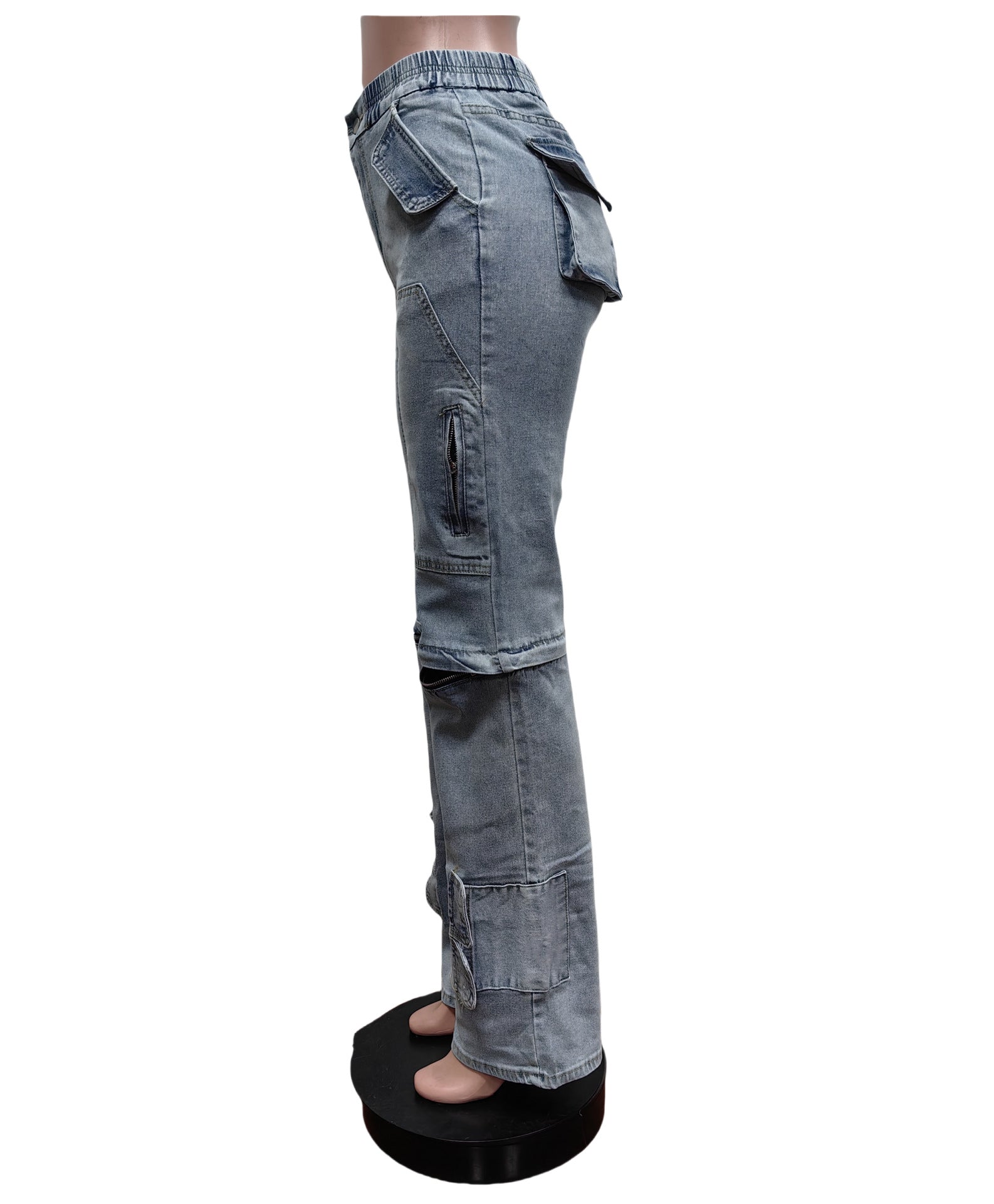 Women Cargo Stretch Denim Pants 8