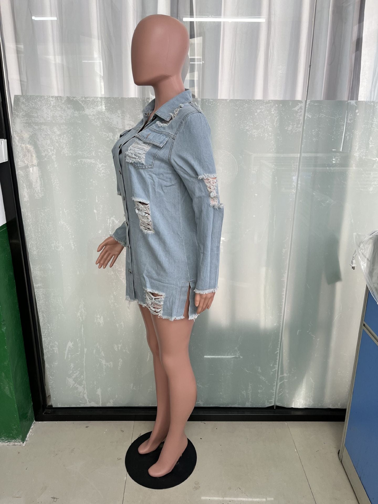 Women Tassel Ripped Long Sleeve Denim Jacket 9