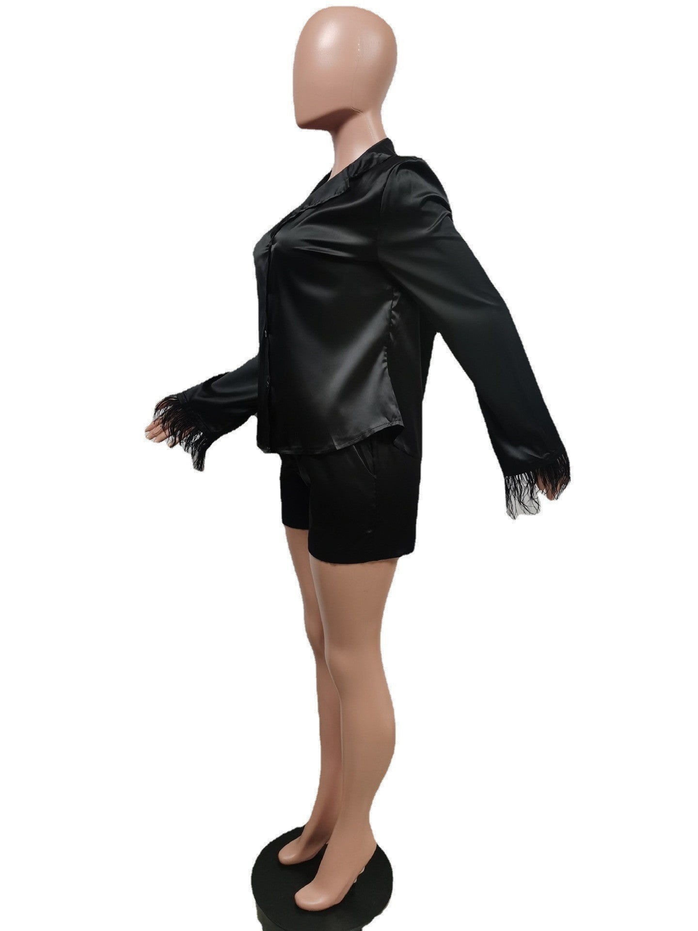 Fashion Shirt Shorts Tassel Casual Two Piece Set 14