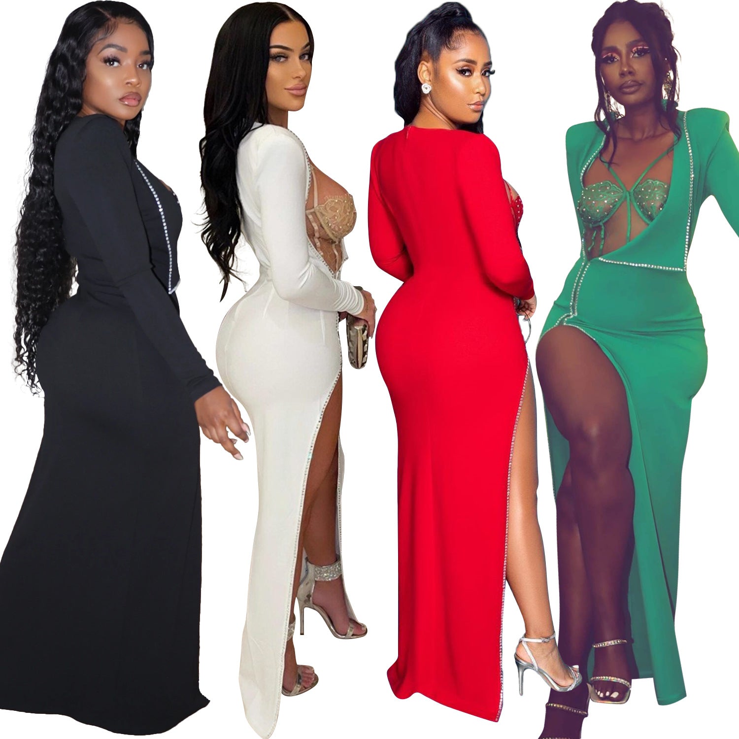 Summer Women Sexy Irregular Long Sleeve Dress 5