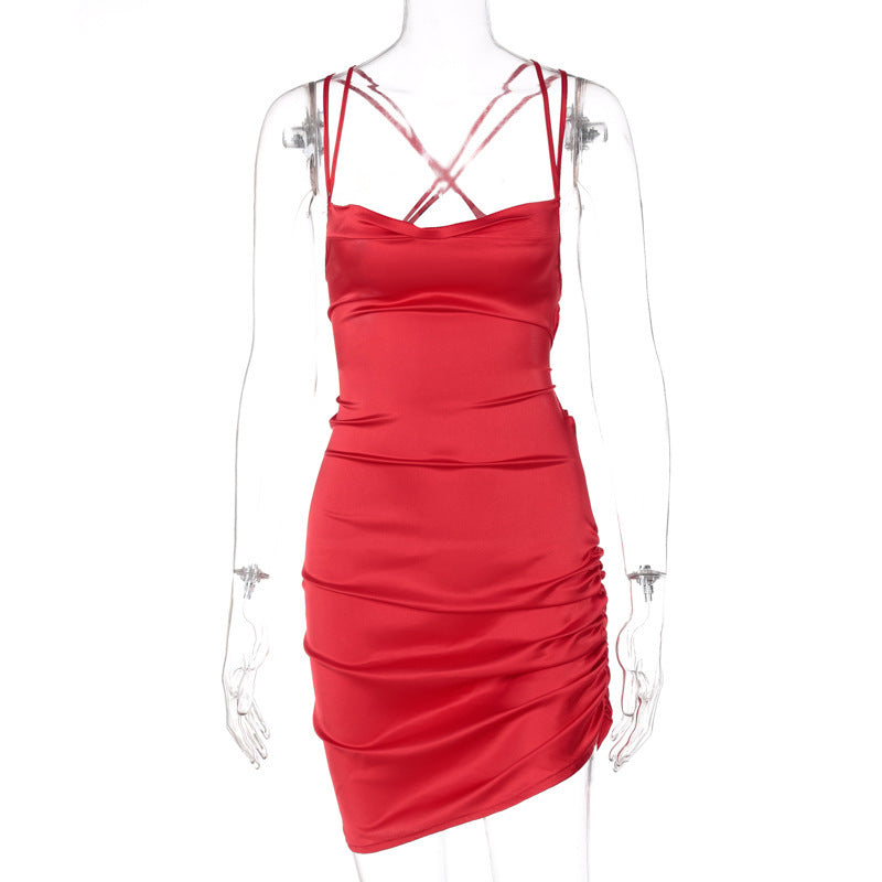 Women summer Career suspender Solid sleeveless sexy Dress 25