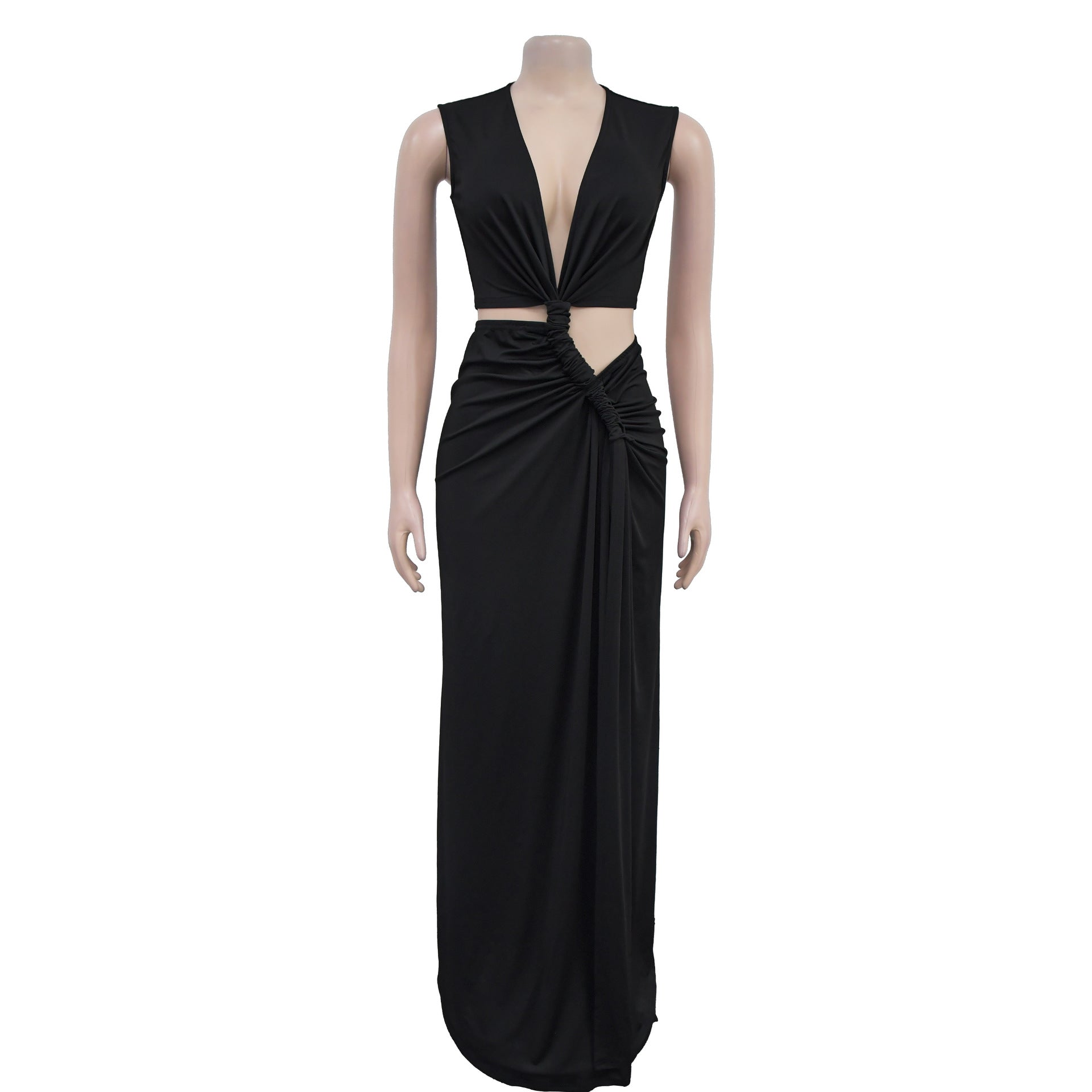 Women Sleeveless V Neck Slit Dress 7