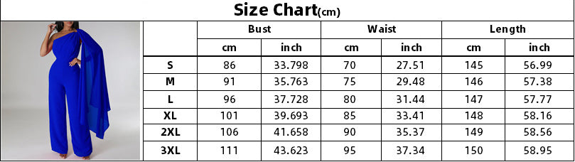 African Women's Solid Color Sexy One Shoulder Formal Party Fashion Jumpsuit 16