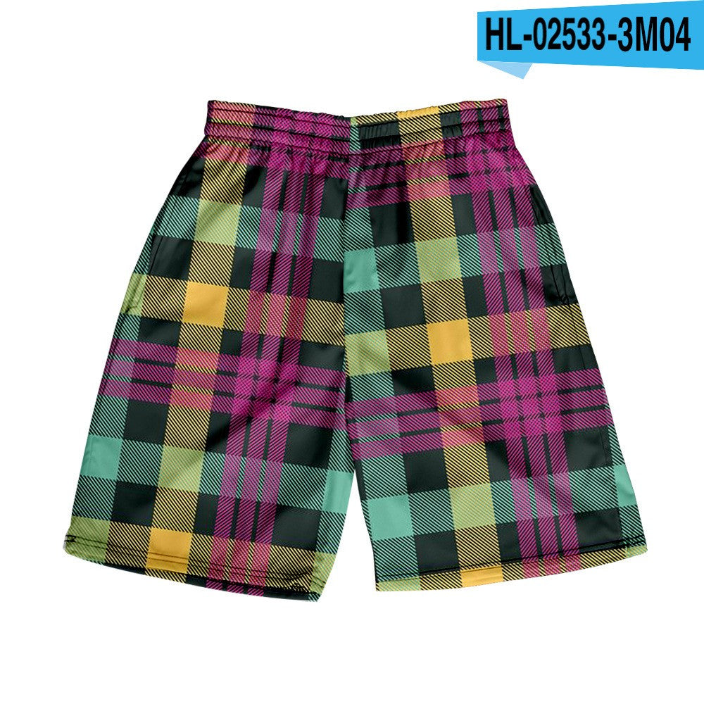Men's Spring/Summer Hawaiian Casual Plaid Shorts