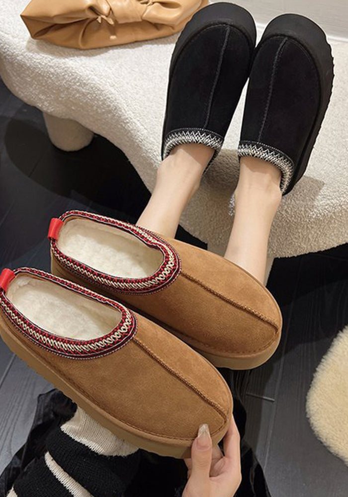 Snow Boots For Women Winter Fur All-In-One Toe-Cap Slippers Platform Furry Shoes