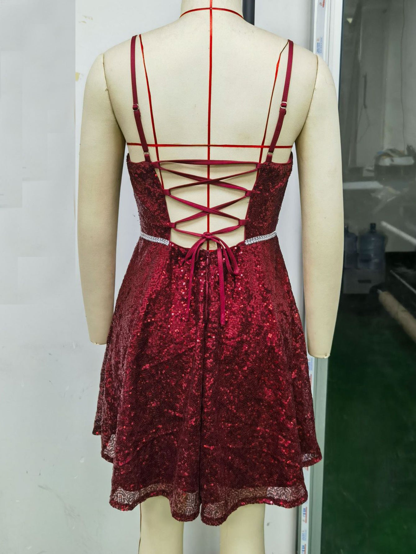 Sexy Low Back Strap Sequin Women's Nightclub Dress 6