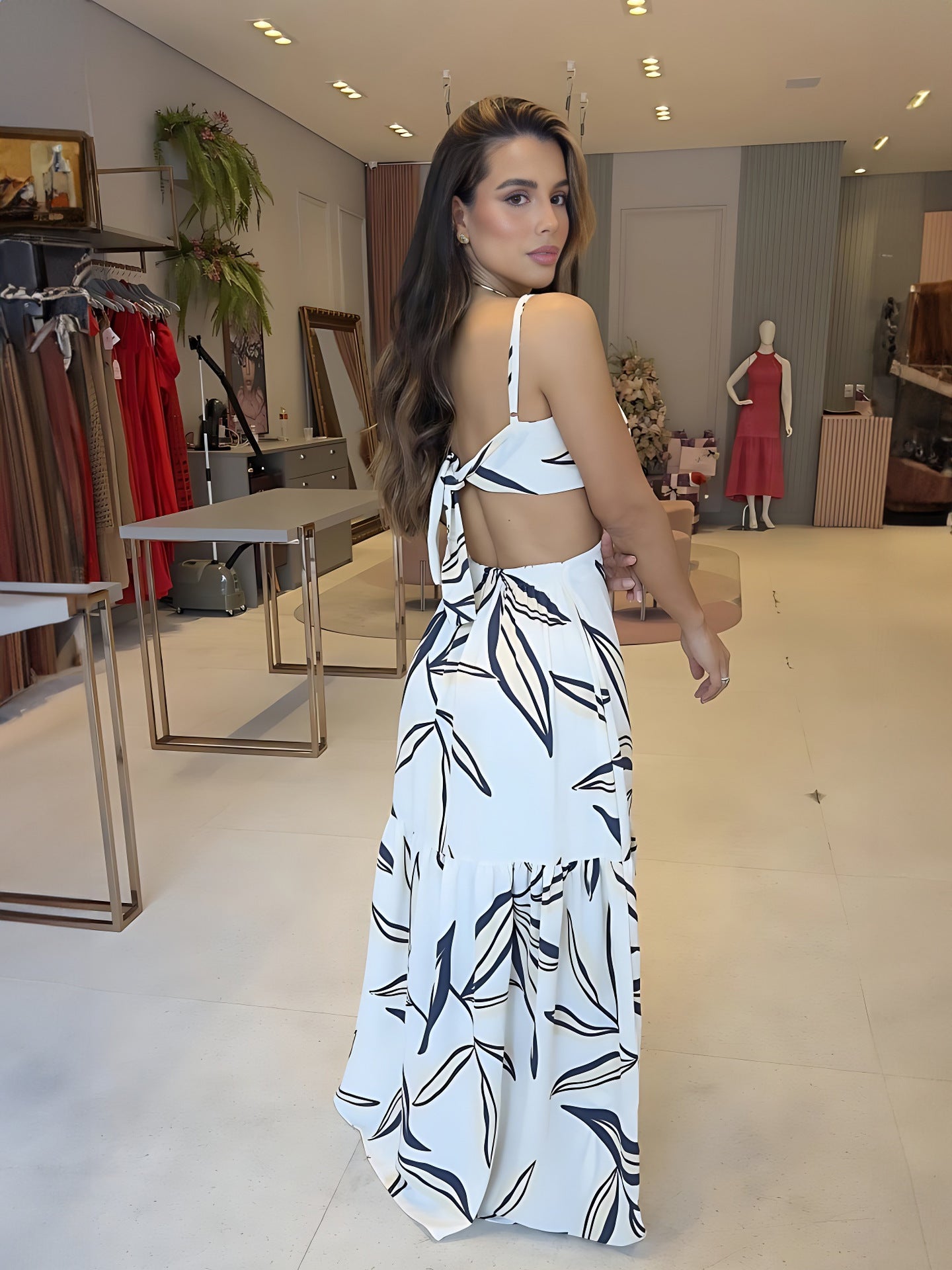 Casual Strap Low Back Holidays Style Women's Sexy Beach Dress 13