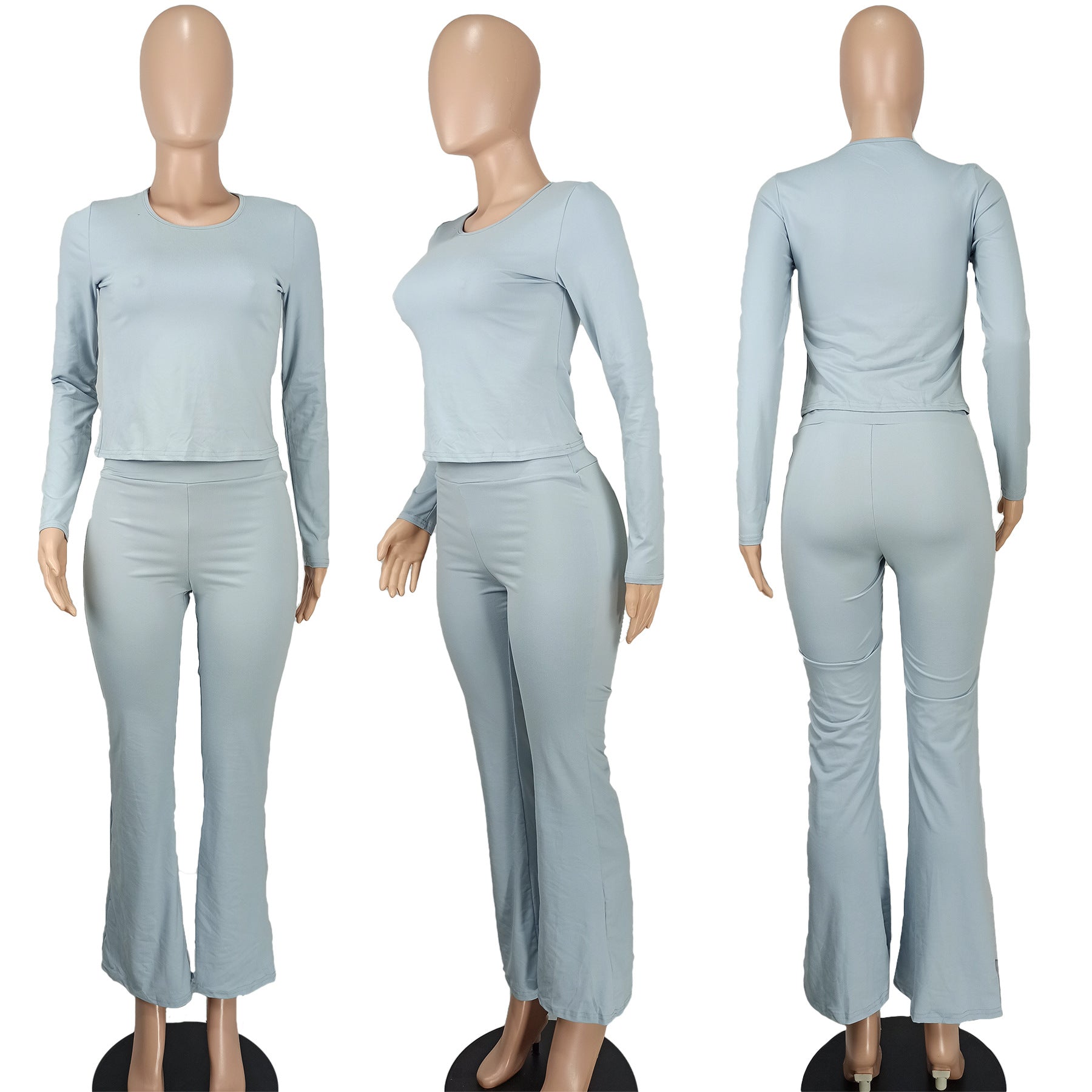 Women's Fashion Casual Solid Sim Long Sleeve Two-Piece Pants Set 28