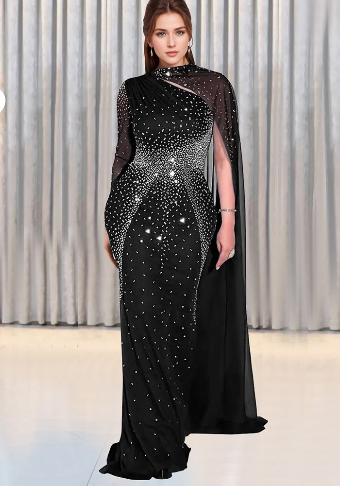 Women Sexy Mesh Beaded Bodycon Dress