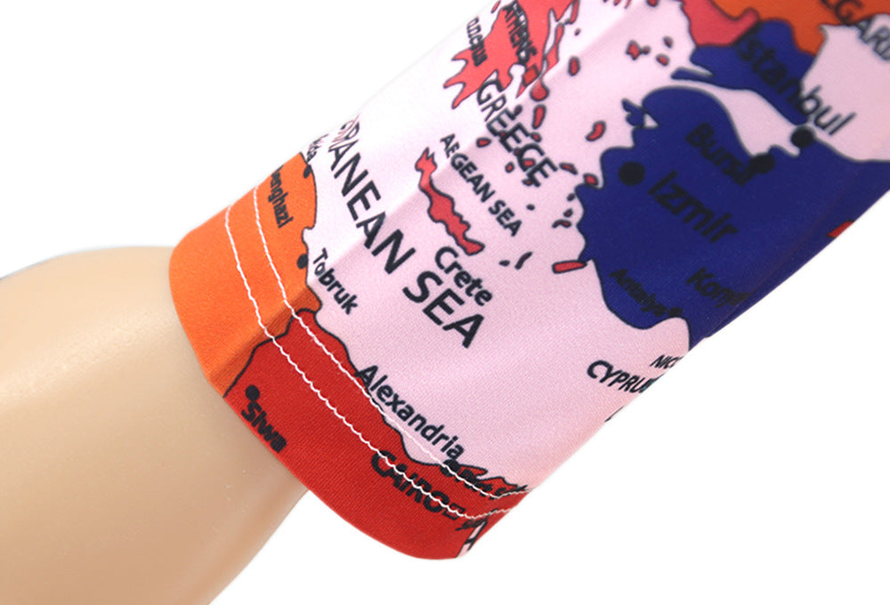 High Neck Long Sleeve Printed Long Dress Fashionable Women's Dress 23