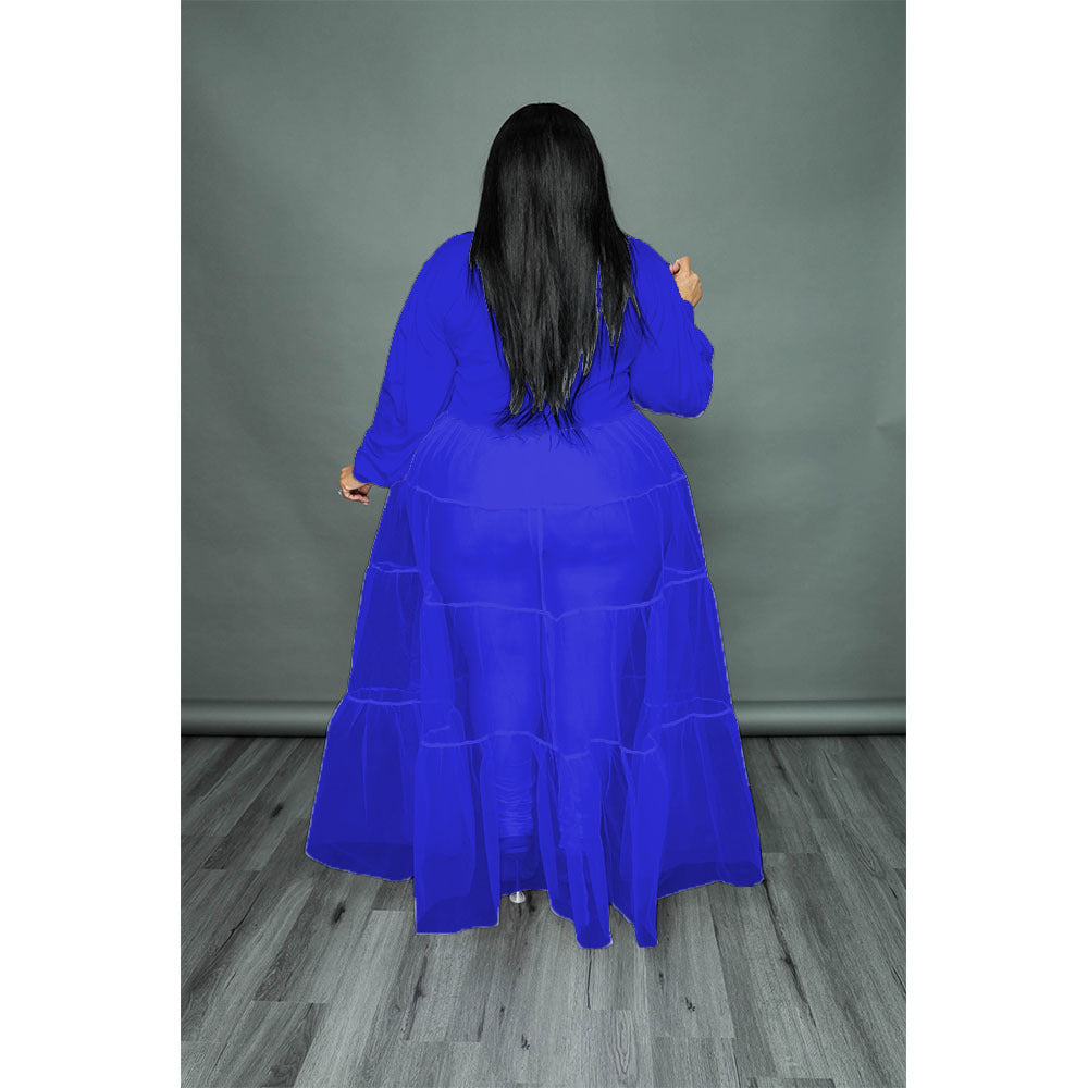 Black Mesh Patchwork Dress Features Plus Size Women's Top 14