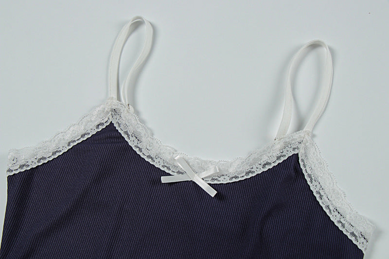 Summer Women's Fashion Sexy Strap Lace Casual Shorts Set 11