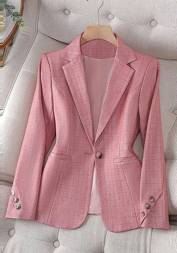 Women Solid Turndown Collar Blazer