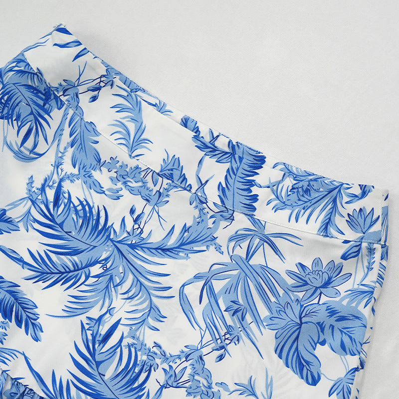 Women Printed Crop Top and Maxi Dress Two-Piece Set 9