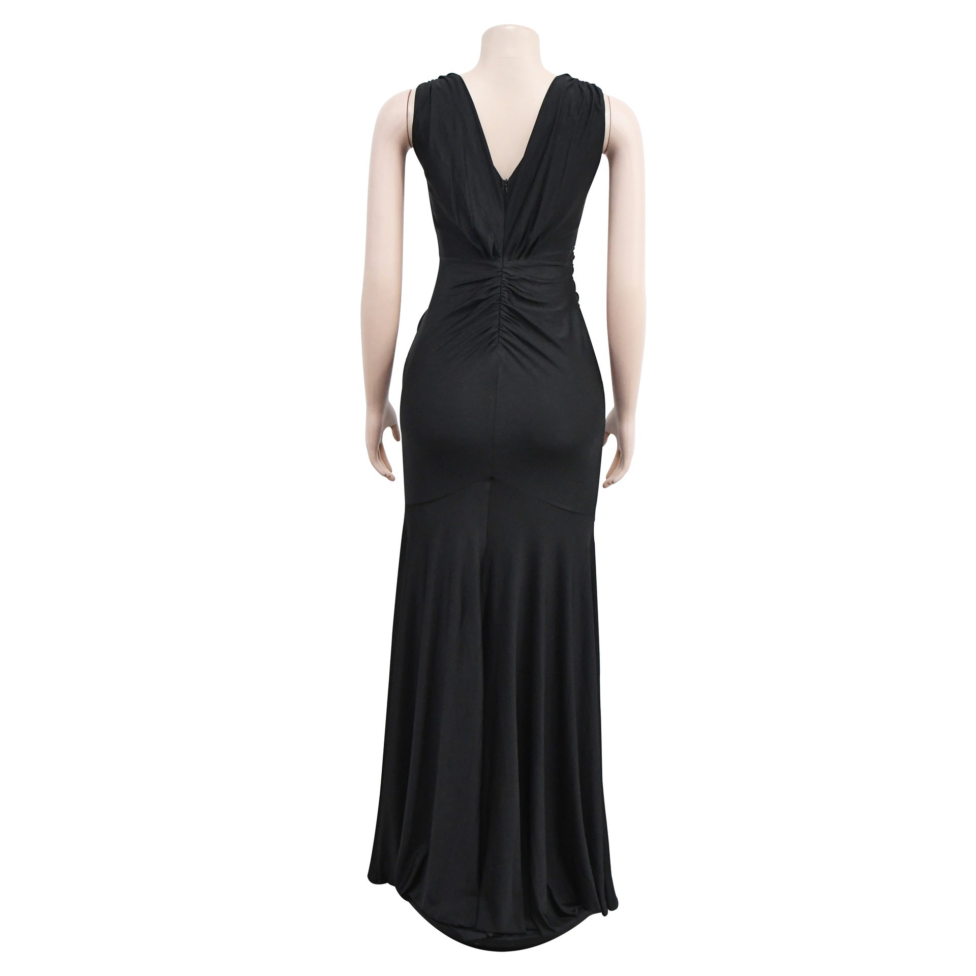 Women Solid V-Neck Sleeveless Pleated Maxi Dress 24