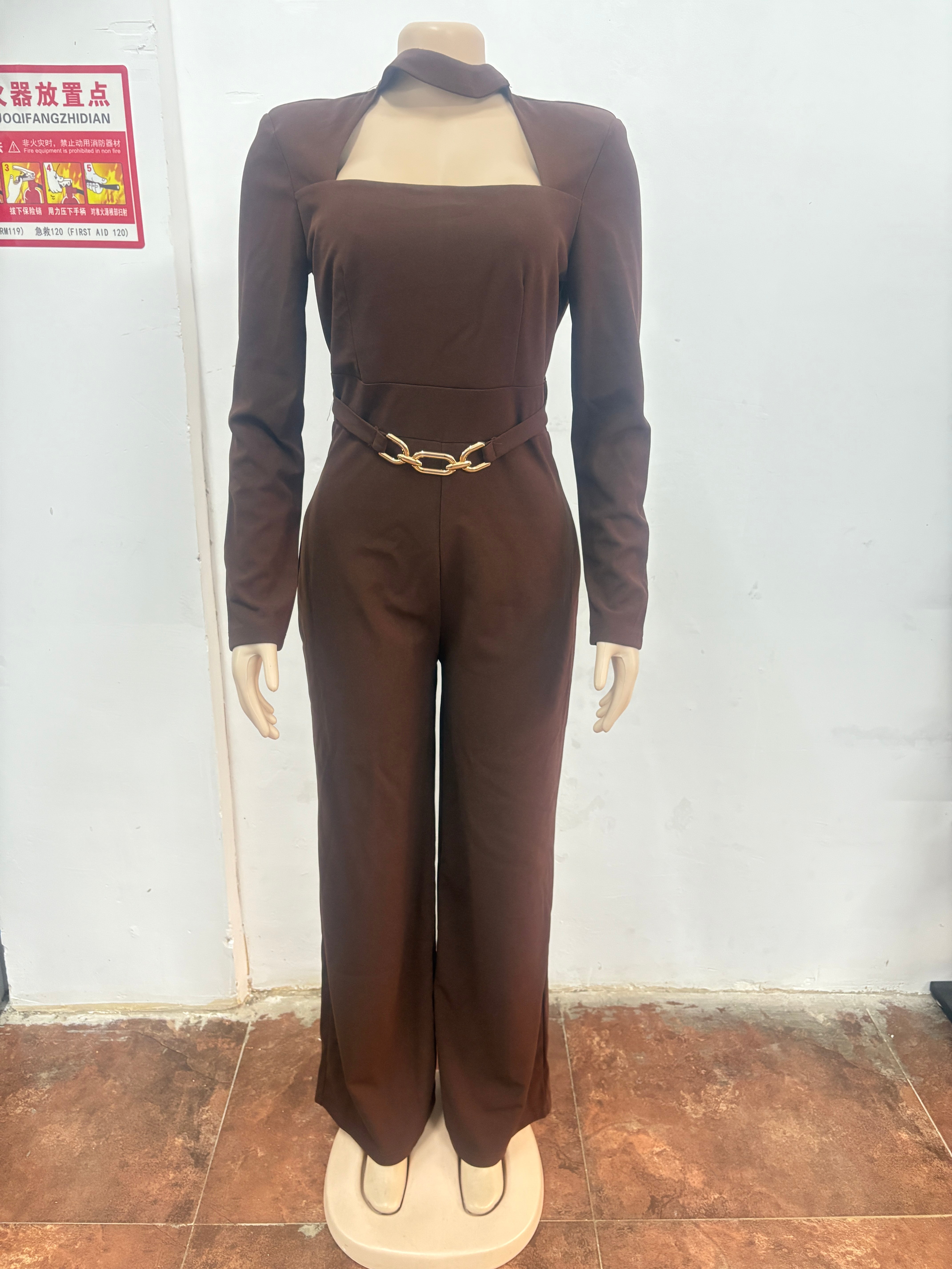 Elegant Cutout Neck Long Sleeve Wide-Leg Jumpsuit 16