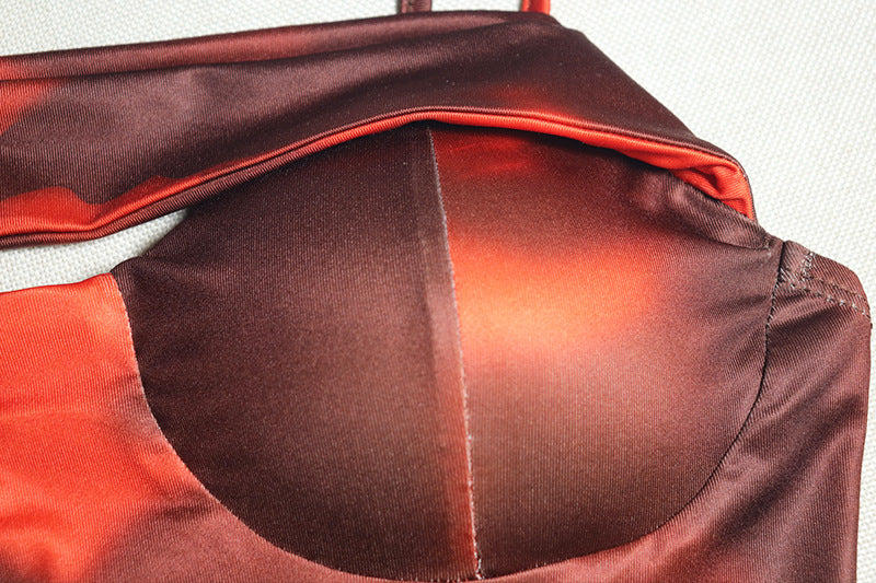 Women Pleated Slit Printed Irregular Dress 6