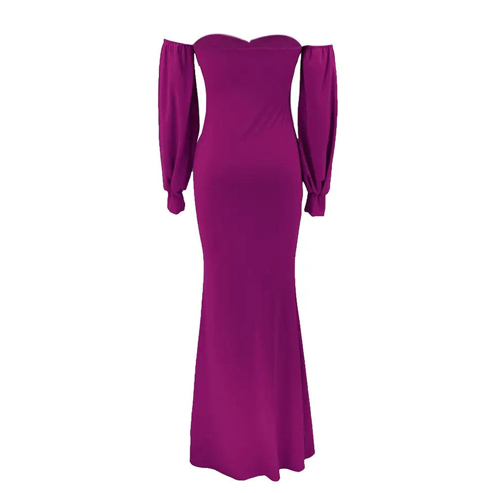 Stylish Off Shoulder Slit Mermaid Maxi Dress 4