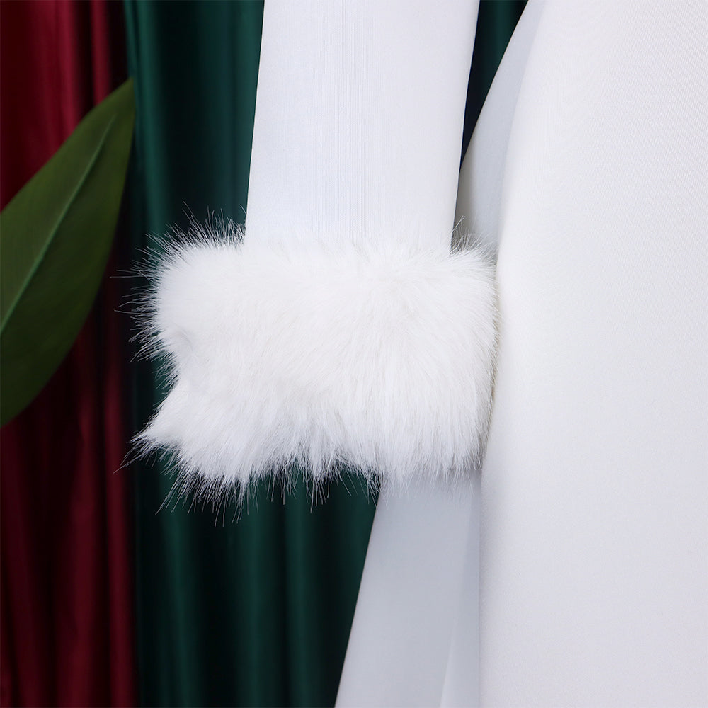 Winter Chic Elegant Fur Decorated Long Sleeve A-Line African Party Dress 37