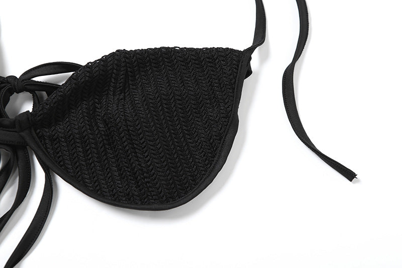 Summer Women's Fashion Trend Long-Sleeved Crop Top Lace Bra Sexy Slim Pants Set 18