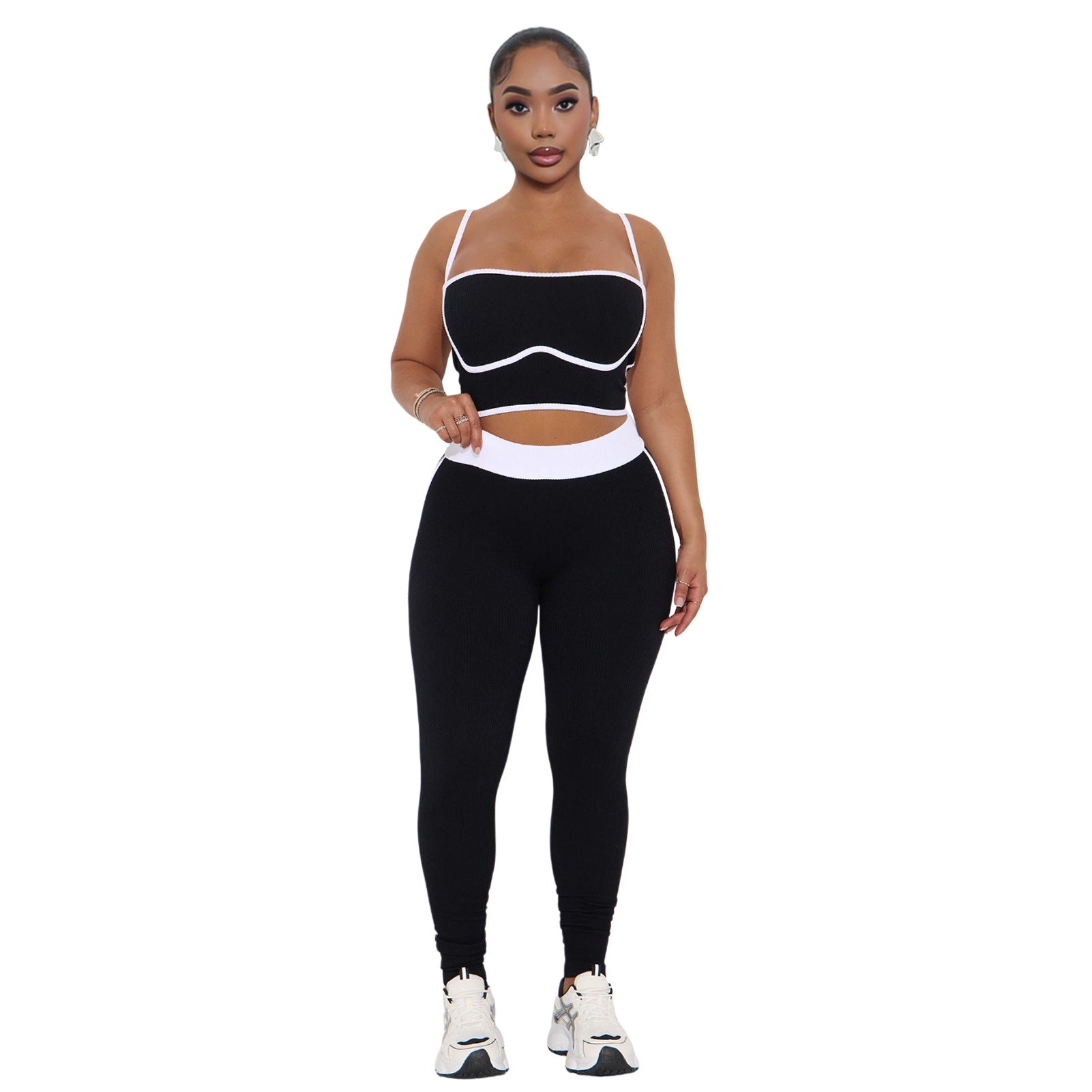 Women Sports Suspender Top and Pants Two-Piece Set 5