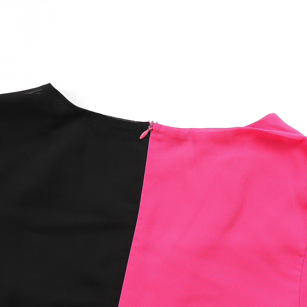 African Women's Elegant Plus Size Chiffon Patchwork Contrast Long Dress 13