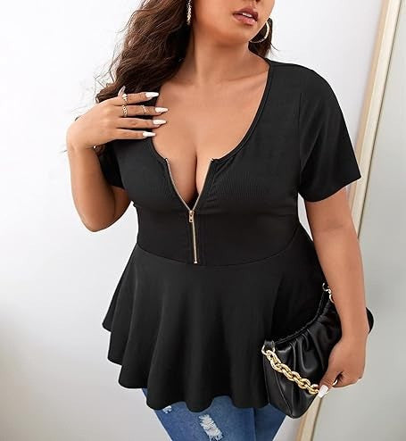 Plus Size Women's Shirts Fashionable And Sexy Slim Fit Plus Size Tops 5