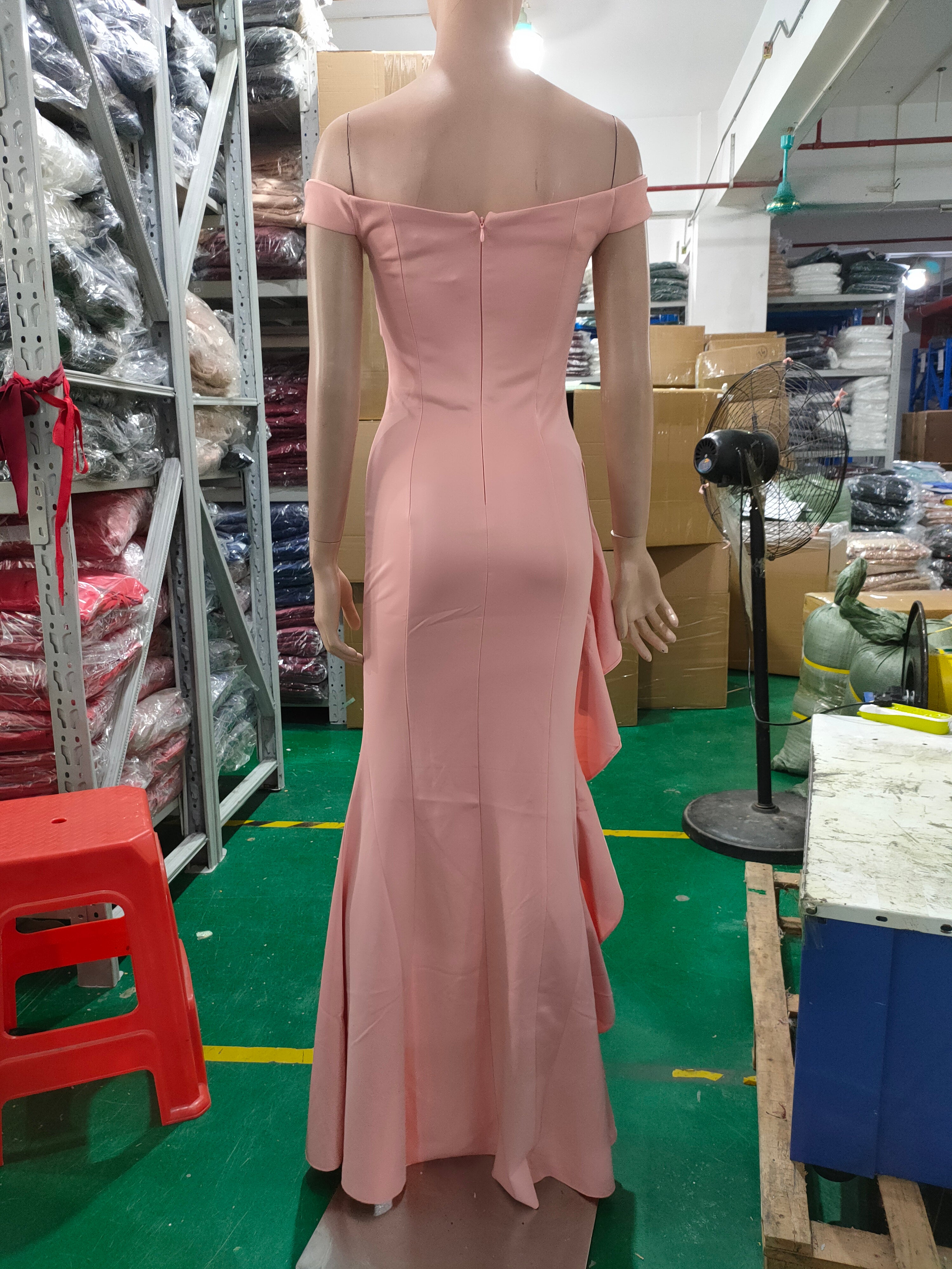 Elegant Off Shoulder Ruffled Slit Plus Size Beauty Long Formal Party Evening Dress 24