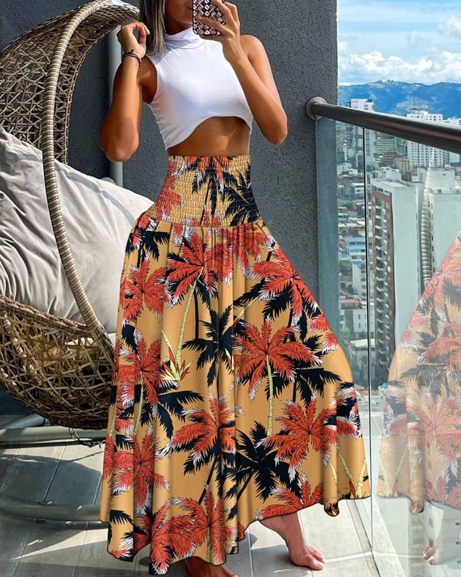 Summer Fashion High Waist Printed Women's Long Skirts 14