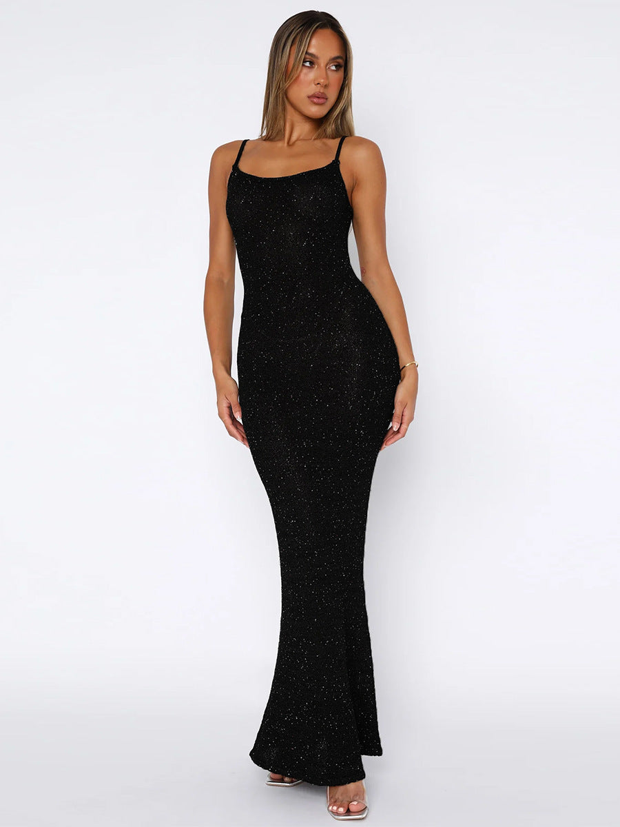 Summer Slimming Lace-Up Low Back Beaded Strap Dress for Women 4