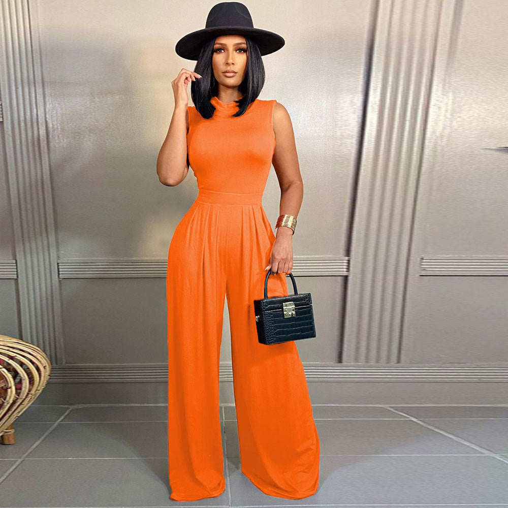 Fashion women's suit short-sleeved wide-leg pants solid color two-piece set 13
