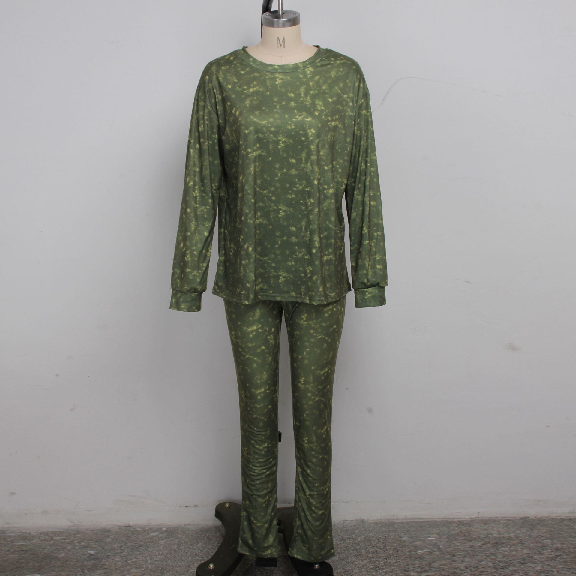 Women's Casual Fashion Casual Round Neck Long Sleeve Two-Piece Pants Set 17