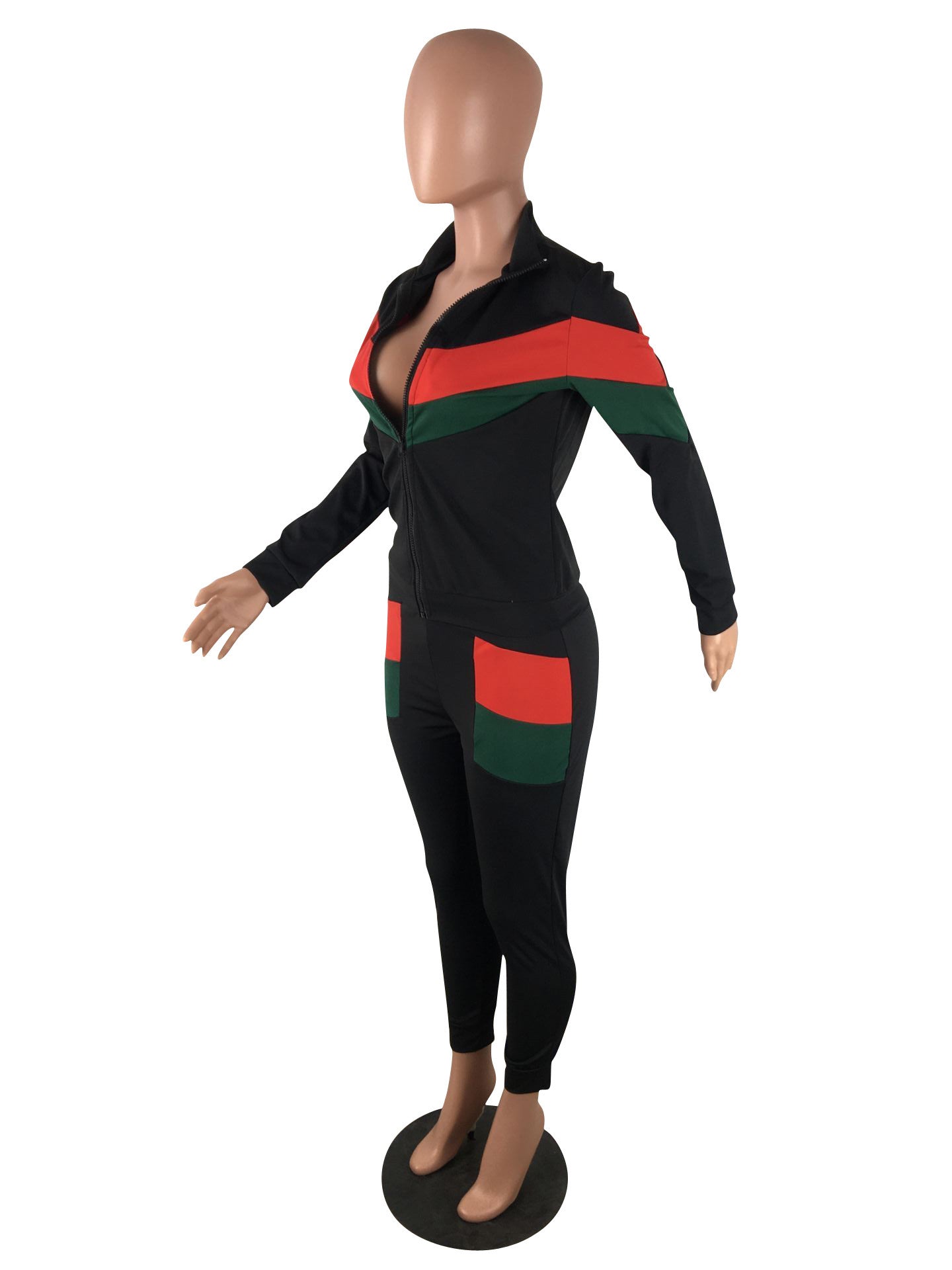 Women Sports Contrast Color Top and Pants Two-piece Set 14